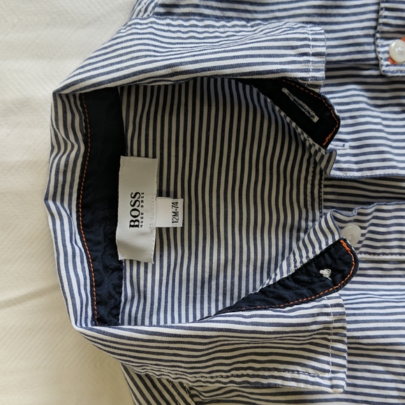 Hugo Boss striped collared button down dress shirt 12 months baby boy - Picture 2 of 7